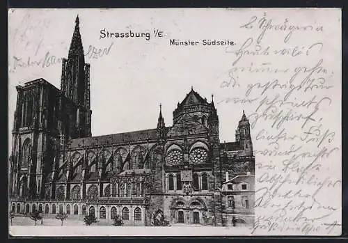 AK Strassburg i. E., Südseite vom Münster