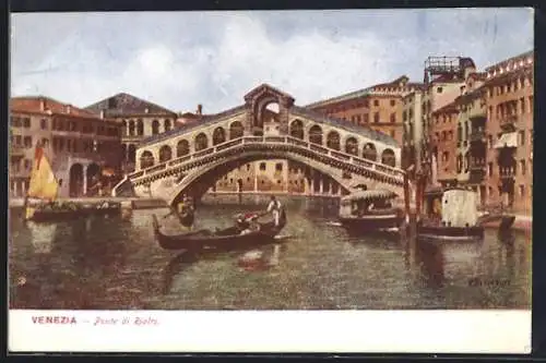 Künstler-AK Venezia, Ponte di Rialto