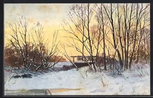 Künstler-AK August Splitgerber: Winterlandschaft im Abendlicht