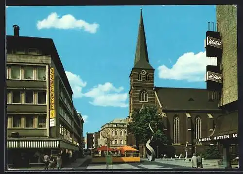 AK Bottrop, Hochstrasse mit Domcafe und Christus-Kirche