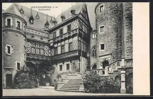 AK Wernigerode a. H., Blick in den Schlosshof