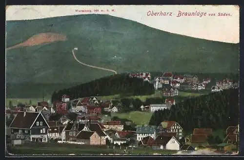 AK Braunlage /Oberharz, Ortsansicht von Süden mit Wurmberg