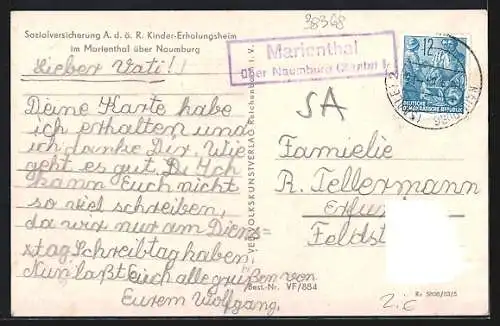 AK Naumburg / Saale, Sozialversicherung A. d. ö. R. Kinder-Erholungsheim im Mariental