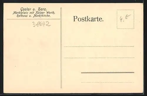 AK Goslar a. Harz, Marktplatz mit Kaiser Worth, Rathaus und Marktkirche