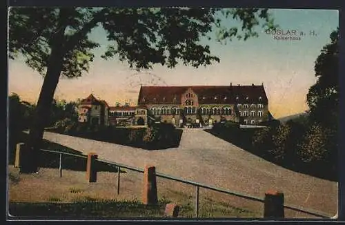 AK Goslar a. H., Strassenpartie mit Kaiserhaus