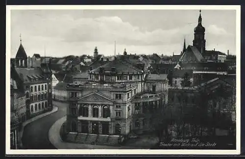 AK Altenburg /Thür., Theater mit Blick auf die Stadt