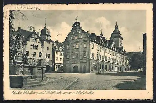 AK Gotha, Blick auf Rathaus mit Schellenbrunnen