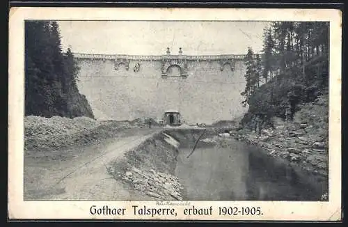 AK Gotha, Gothaer Talsperre, Erbaut 1902-1905