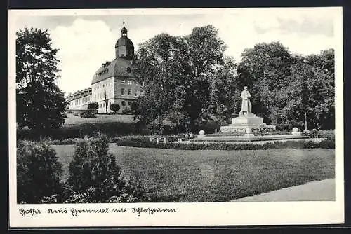 AK Gotha, Ehrenmal mit Schlossturm