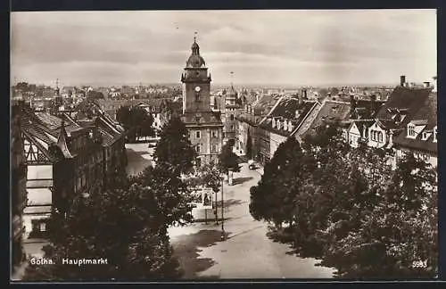 AK Gotha, Hauptmarkt mit Rathaus