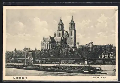 AK Magdeburg, Dom mit Elbe