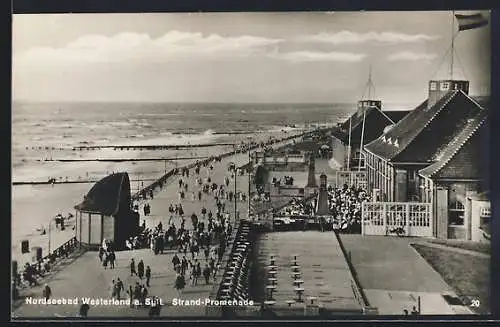 AK Westerland a. Sylt, Nordseebad, Strand-Promenade