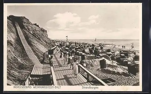 AK Wenningstedt /Sylt, Nordseebad, Strandburgen