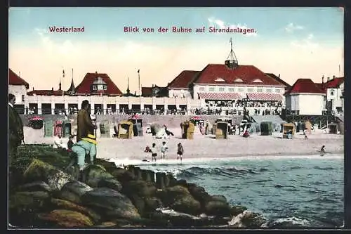 AK Westerland, Blick von der Buhne auf Strandanlagen