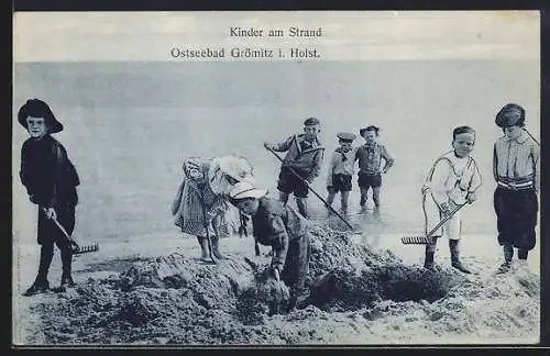 AK Grömitz i. Holst., Ostseebad, Kinder am Strand