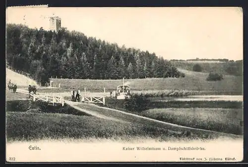 AK Eutin, Kaiser Wilhelmturm und Dampfschiffsbrücke