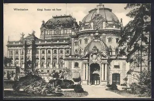 AK Wiesbaden, Königliches Theater mit Foyer