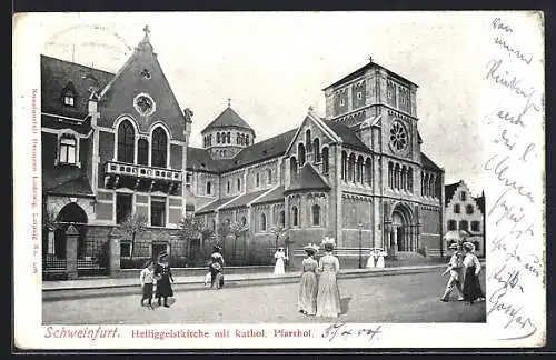 AK Schweinfurt, Heiliggeistkirche mit katholischem Pfarrhof