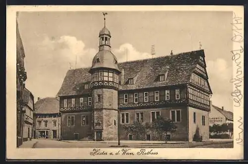 AK Höxter a. d. Weser, Rathaus mit Strassenpartie