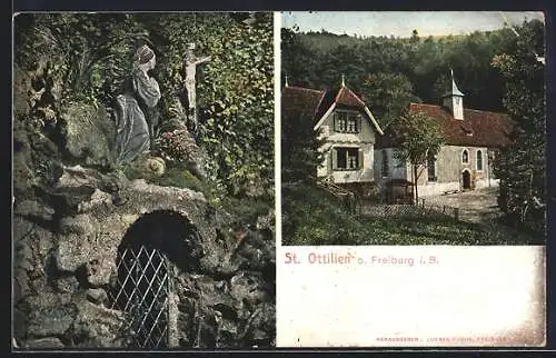 AK St. Ottilien / Freiburg, Gebäudeansicht, Höhle
