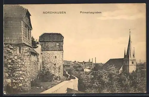 AK Nordhausen, Stadtmauer mit Primariusgraben