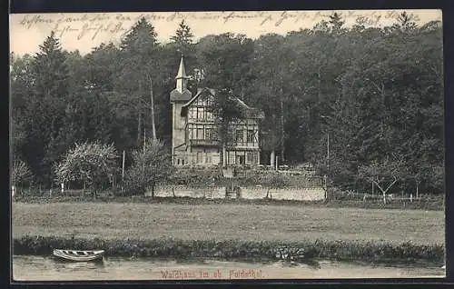 AK Fuldathal, Gasthaus Waldhaus mit Uferpartie