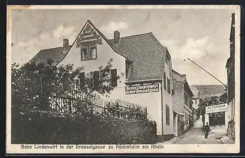 AK Rüdesheim am Rhein, Gasthaus beim Lindenwird in der Drosselgasse, Bes. Hch. Merten, Drosselgasse 6