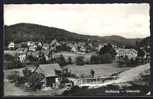 AK Wolfsburg-Unkeroda, Ansicht vom Hügel aus