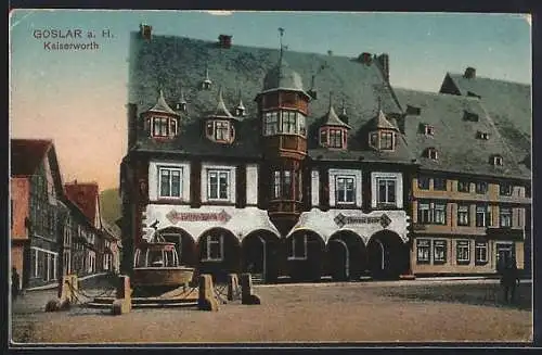 AK Goslar a. H., Gasthaus Kaiserworth und Brunnen