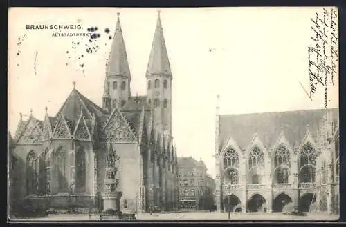 AK Braunschweig, Blick über den Altstadtmarkt