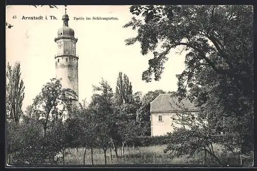 AK Arnstadt, Partie im Schlossgarten