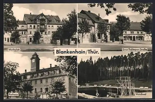 AK Blankenhain /Thür., Marktplatz, Rathaus und Ernst-Thälmann-Strasse