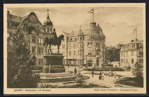 AK Erfurt, Kaiserplatz mit Denkmal