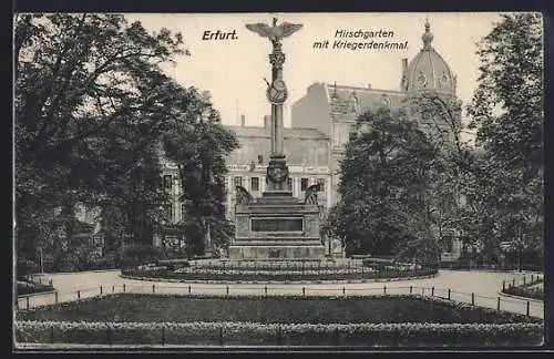 AK Erfurt, Hirschgarten mit Kriegerdenkmal