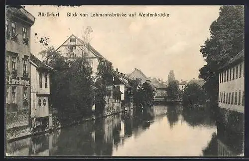 AK Erfurt, Blick von Lehmannsbrücke auf Weidenbrücke