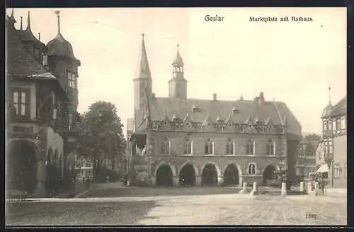 AK Goslar, Marktplatz mit Rathaus