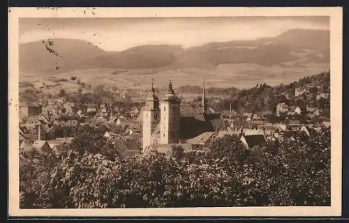 AK Schmalkalden i. Thür., Teilansicht mit Kirche vom Volksgarten gesehen