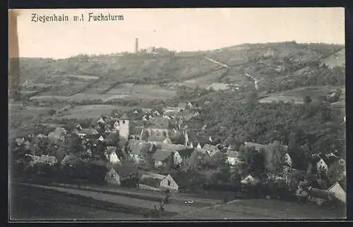 AK Ziegenhain / Jena, Gesamtansicht mit Fuchsturm