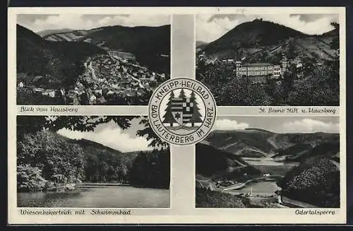 AK Bad Lauterberg im Harz, St. Benno Stift und Hausberg, Odertalsperre, Wiesenbekerteich mit Schwimmbad