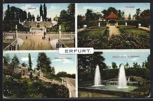 AK Erfurt, Stadtpark, Anlagen, Springbrunnen