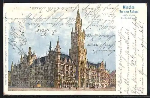 Künstler-AK München, Neues Rathaus nach seiner Fertigstellung