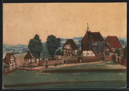 Künstler-AK Nürnberg, Johanniskirchlein, von Dürer