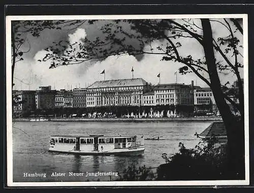 AK Hamburg-Neustadt, Blick von der Alster zum Neuen Jungfernstieg, Dampfer