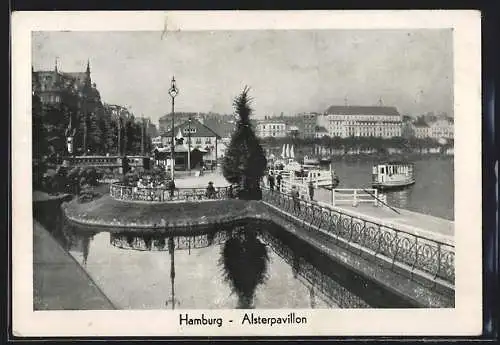 AK Hamburg-Neustadt, Am Alsterpavillon, Boote am Anleger