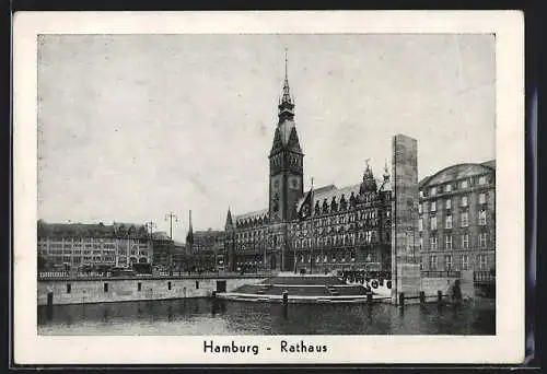 AK Hamburg, Blick von der Kleinen Alster zum Rathaus