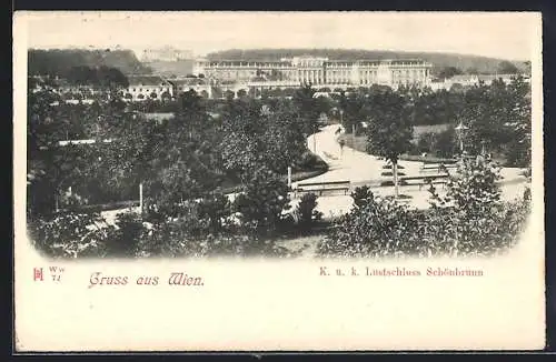 AK Wien, Schloss Schönbrunn aus der Ferne gesehen