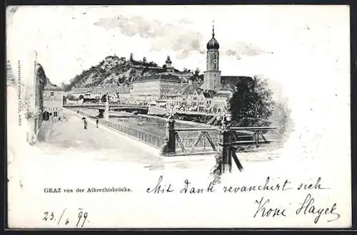 AK Graz, Stadtansicht von der Albrechtsbrücke