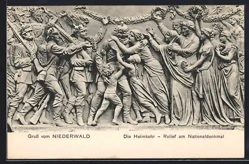 AK Niederwald, Relief am National-Denkmal, Die Heimkehr