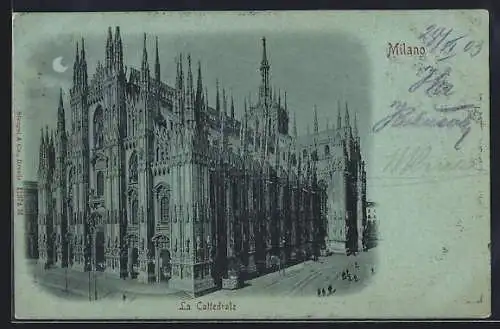 Mondschein-AK Milano, La Cattedrale