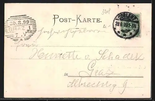 AK Koblenz, Deutsches Eck, Schiffsverkehr am Kaiser Wilhelm-Denkmal